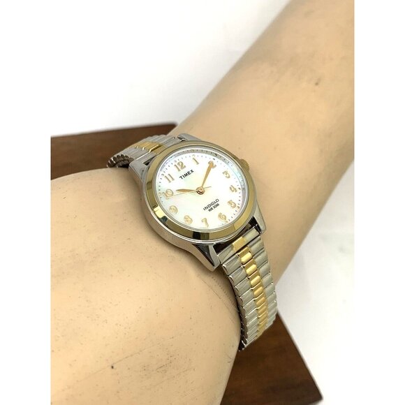 Timex Women's Watch T2M828 Quartz Indiglo Mother of Pearl Dial Two Tone Steel - Picture 6 of 15